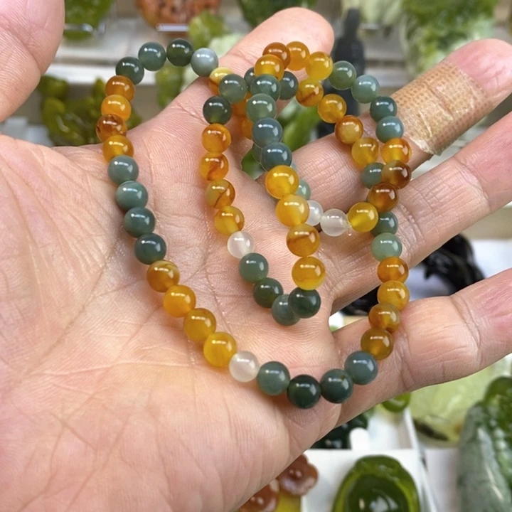 蛇纹石玉手链未镶嵌土*