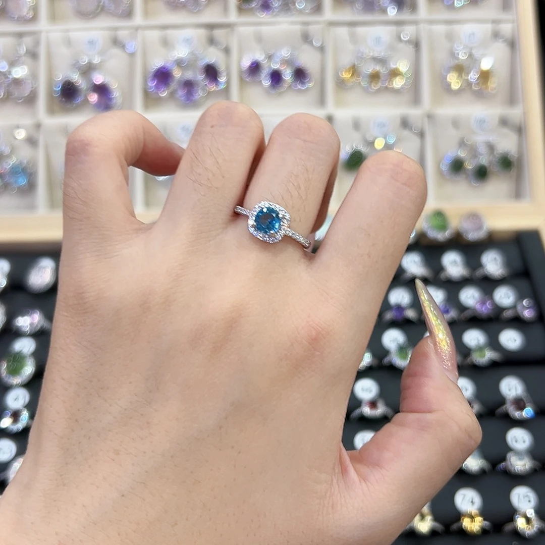 戒指托帕石银S925镶嵌