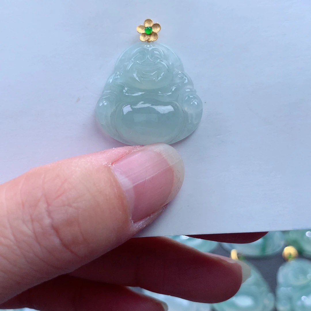 翡翠吊坠(不含链)18K金镶嵌