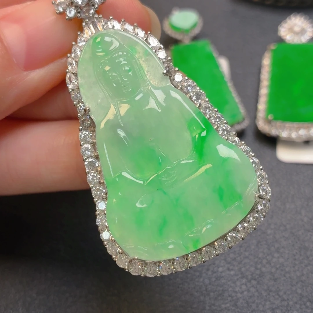 翡翠银S925镶嵌吊坠(不含链)