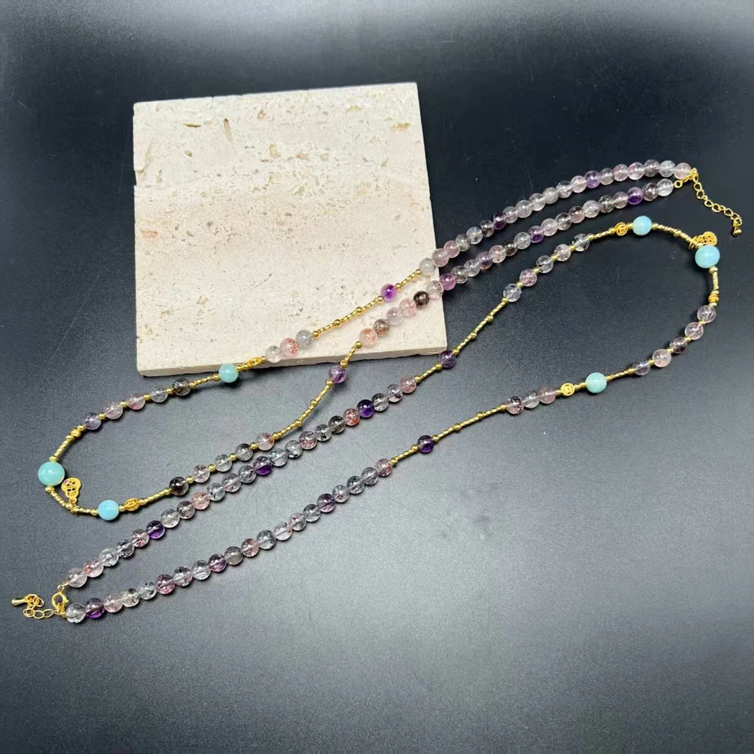 【北野甄选】天然水晶超七DIY项链B143H-43多样性发一5mm