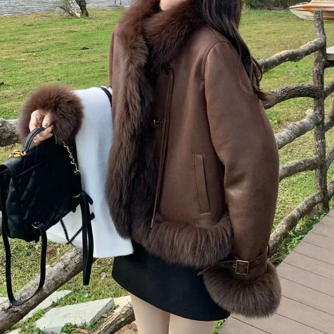 Z.X   毛毛拼接龟裂纹皮羽绒服  9306（C1）