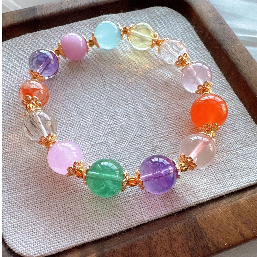 多宝水晶手串紫水晶黄水晶设计款能量手串