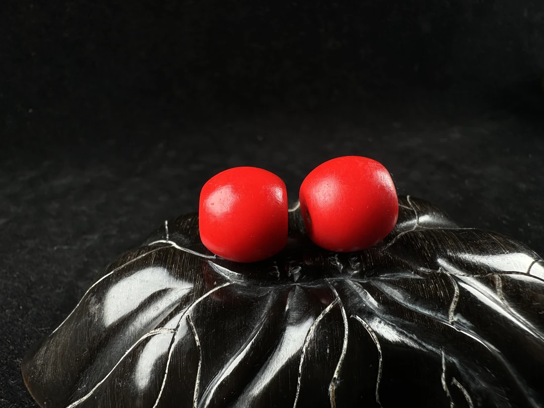 雪八老型桶珠藏品一对（两颗）藏品爆款卡14mm 皮壳包浆油性自然