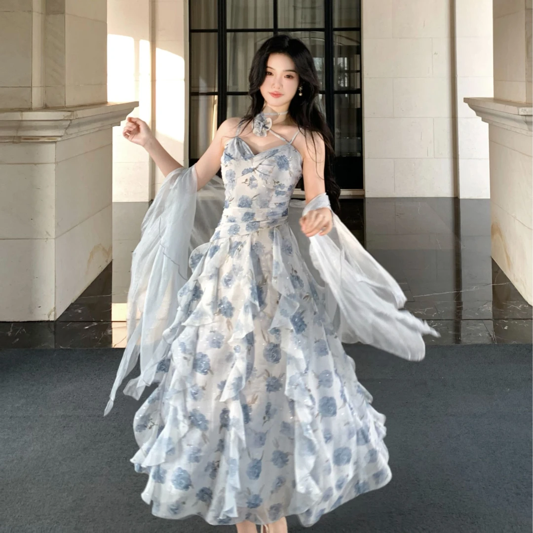 Blovelan白璃轻雾 气质百搭荷叶边系带不规则雪纺纱轻薄开衫