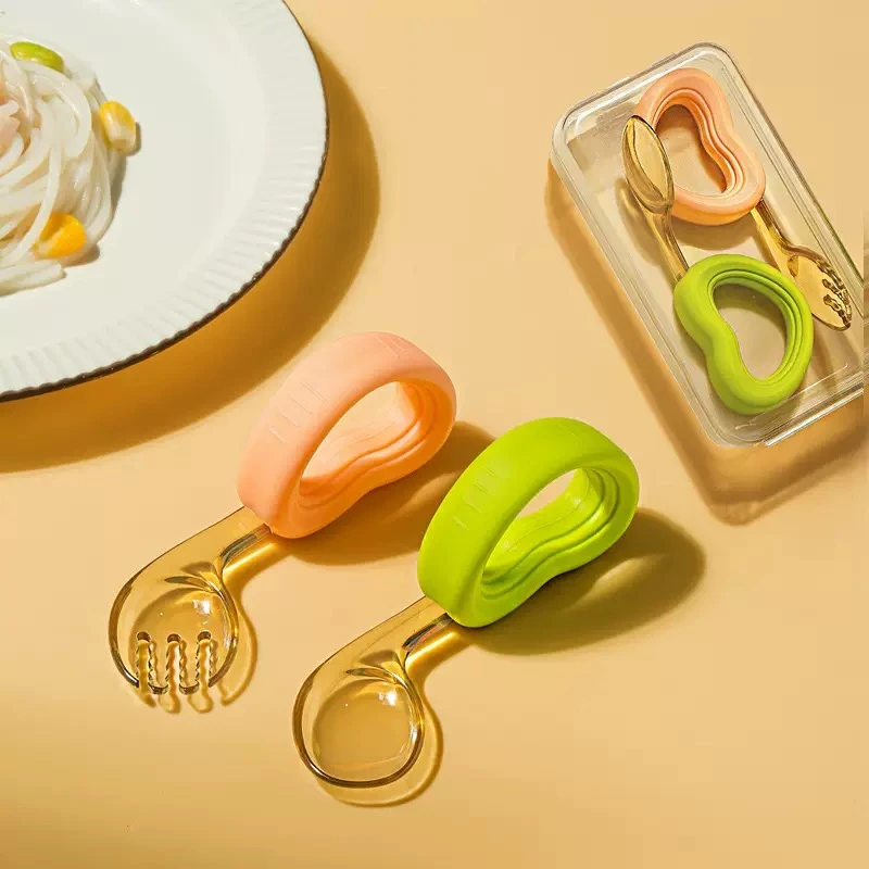 【善亿】宝宝勺子学吃饭训练自主进食婴儿辅食勺一岁PPSU弯头叉勺