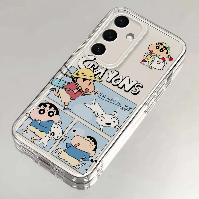 三星S25+适用手机壳蜡笔小新秋游卡通透明全包软硅胶防摔保护套男
