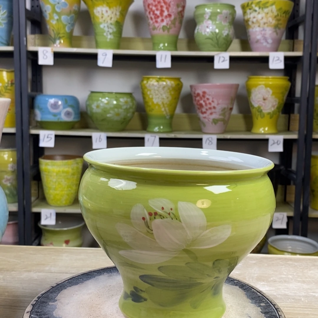 景德镇手工手绘陶瓷花盆