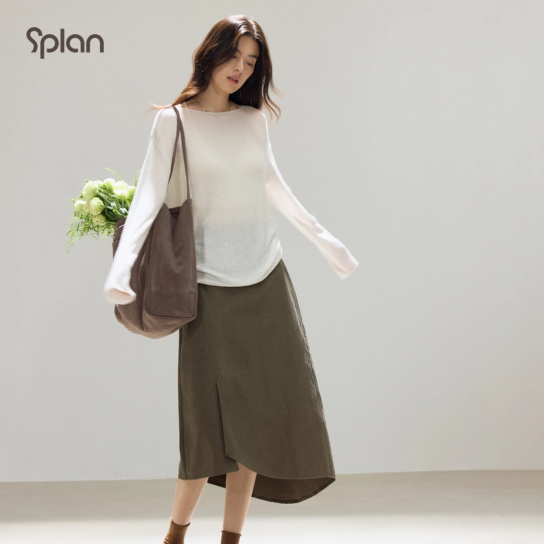【双十一活动】SPLAN唤醒计划 简约百搭松弛感微透罩衫长袖T恤25339
