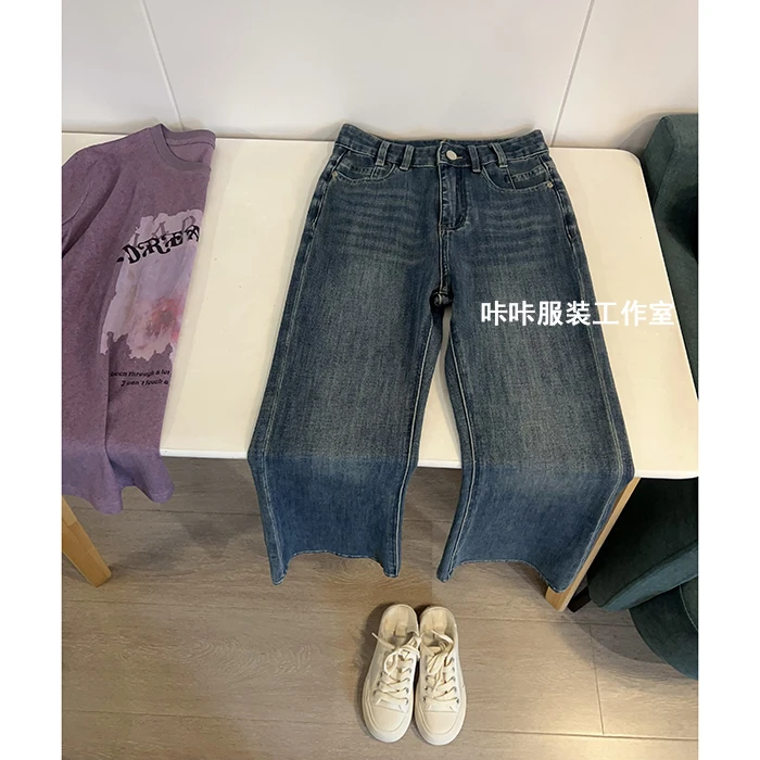 REKAYYAT“秀场”韩系时尚百搭洋气显瘦气质款四面弹喇叭牛仔长裤