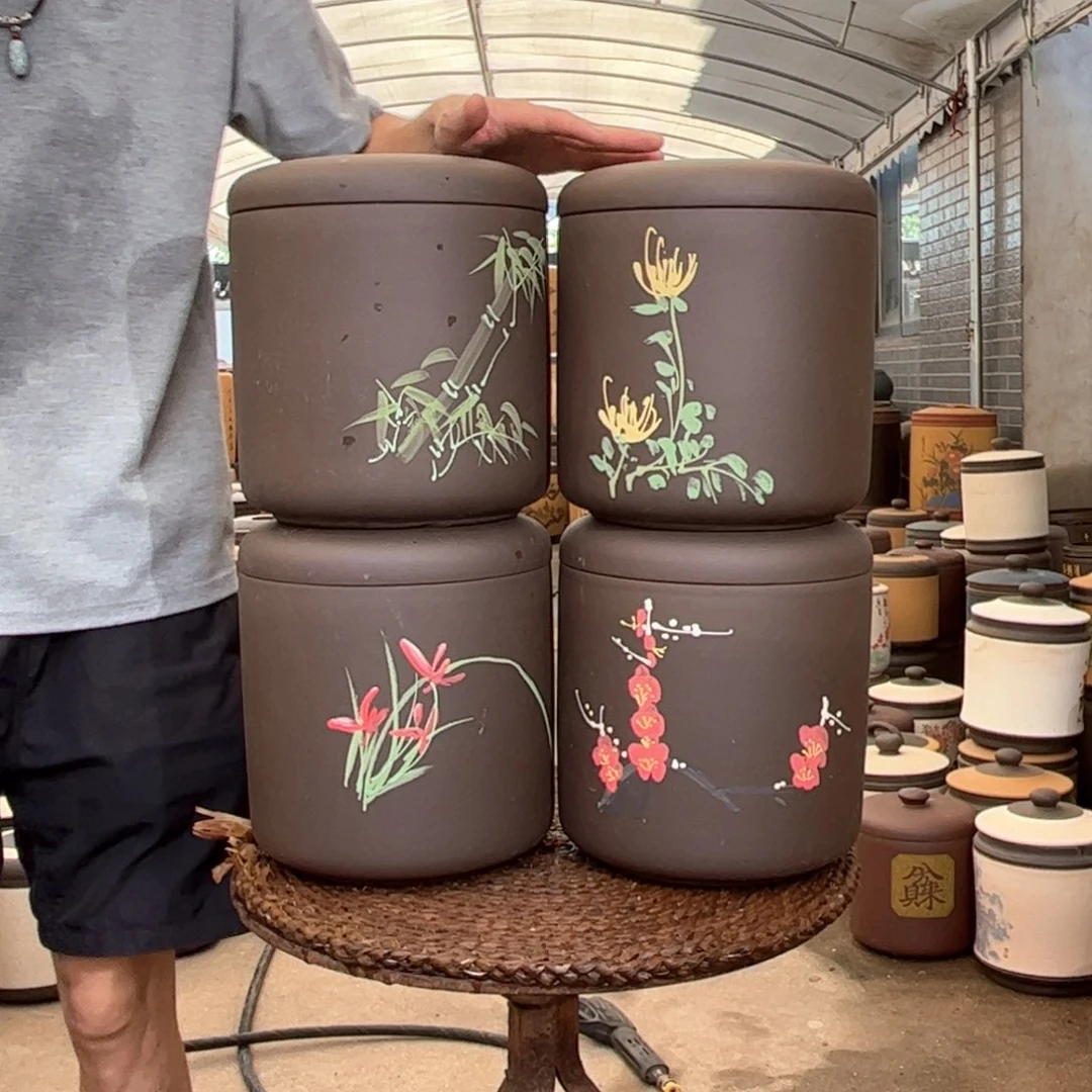 紫砂茶叶罐梅兰竹菊
