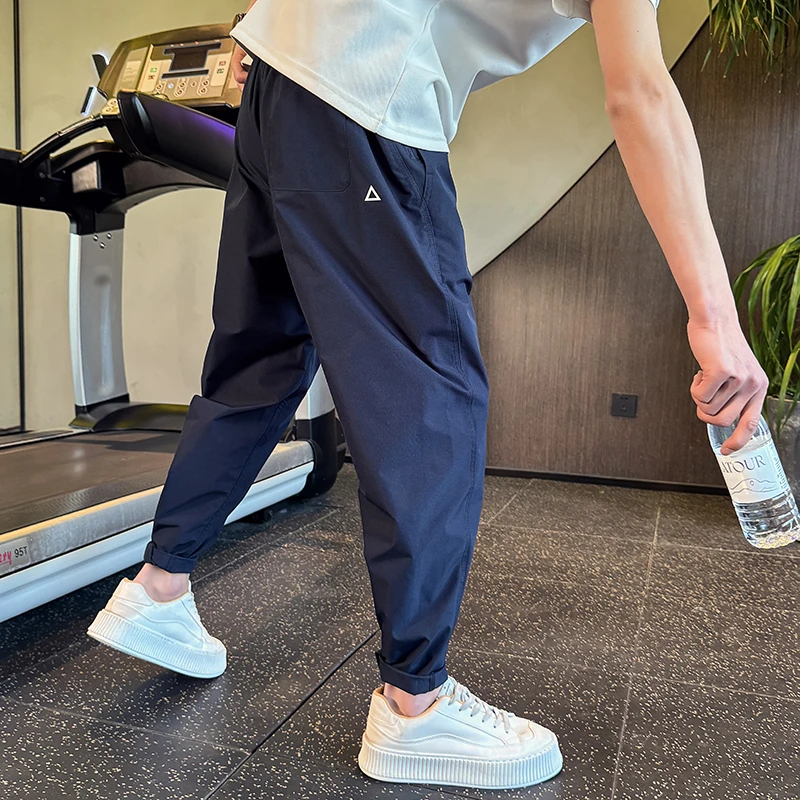 夏季薄款裤子男款速干小脚裤潮牌九分男裤2025新款男士哈伦休闲裤