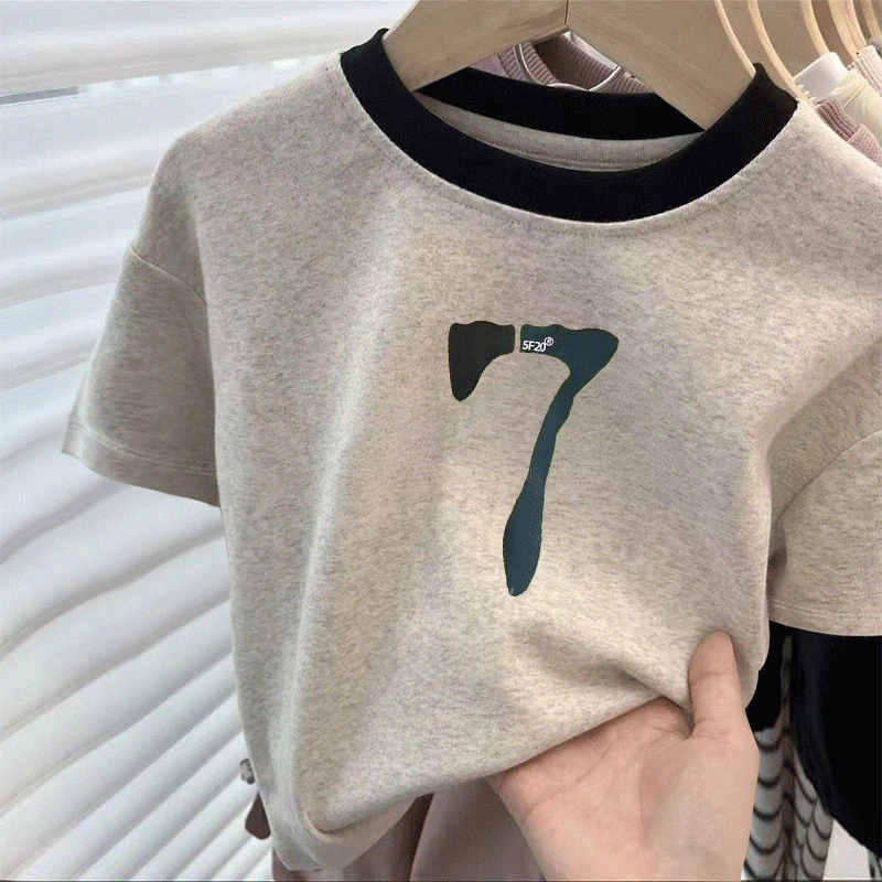 100%纯棉短袖T恤儿童男女孩通用幼儿园宝宝2025夏季好看舒适上衣t