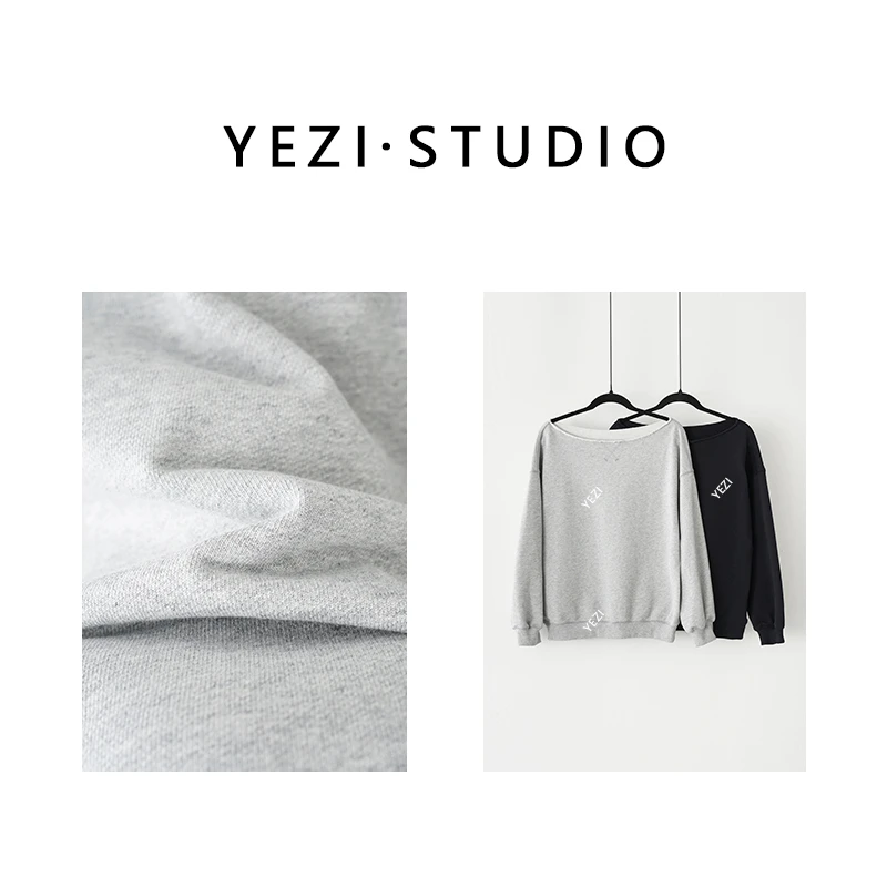 高密精梳棉一字领宽松卫衣半裙套装上衣24314215