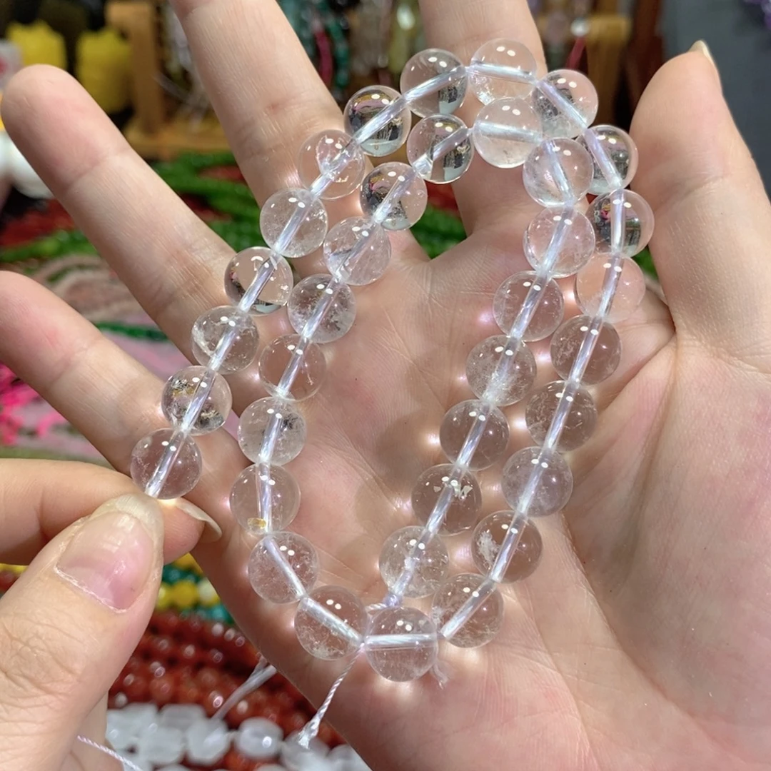 玛瑙/玉髓未镶嵌珠宝半成品白水晶一条卡10mm
