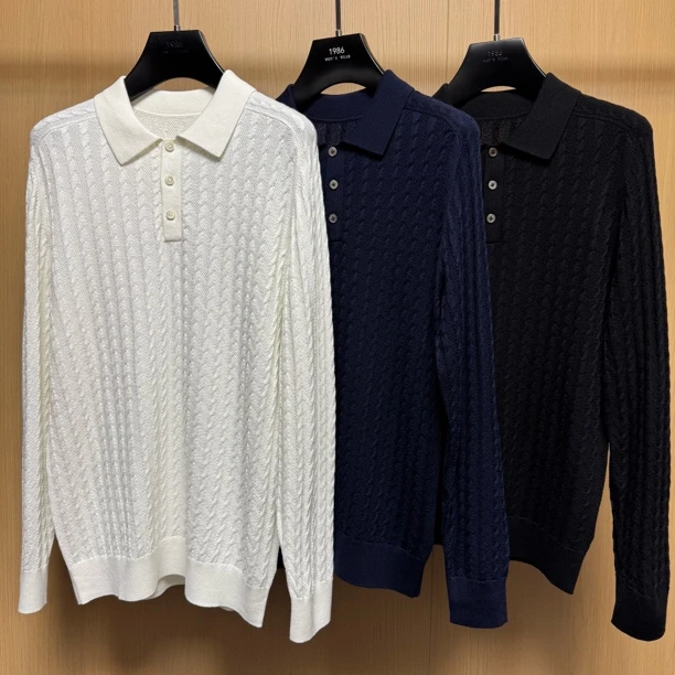【高奢定制】3533马鞍肩扭花长袖polo