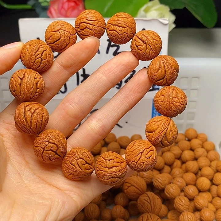 道***谛桃核手串18mm左右金丝龙珠单圈