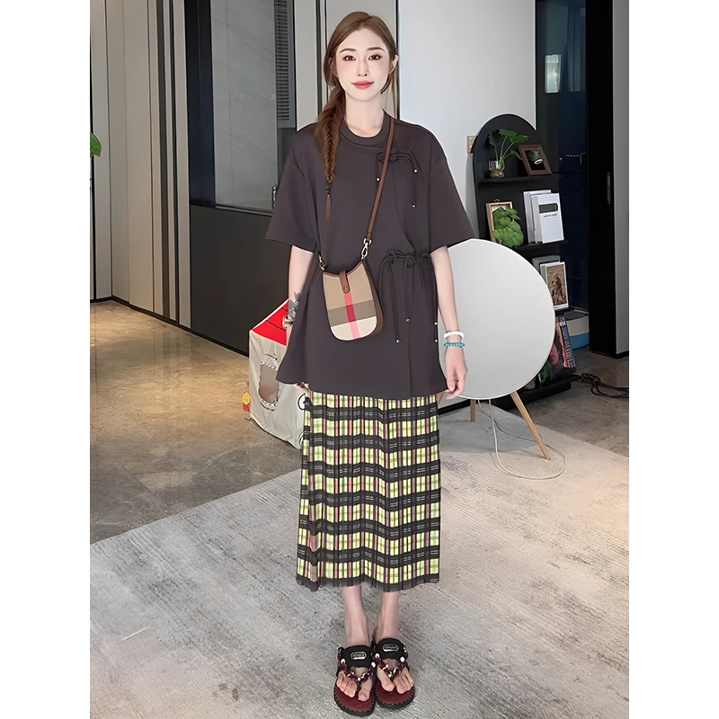 「森林来信」不理理夏季新款小众女装复古格子显瘦包臀裙半身裙