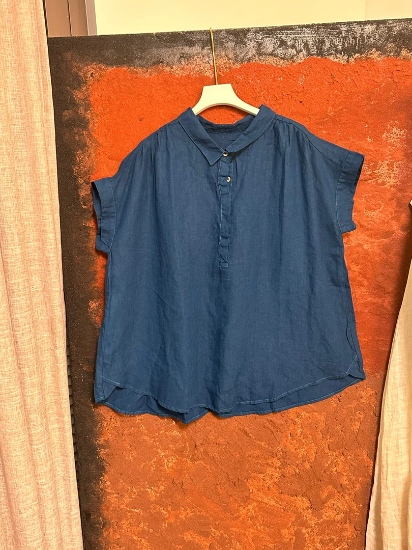 单排多扣常规女性衬衫休闲蓝色艺术流浪风胸围130衣长65
