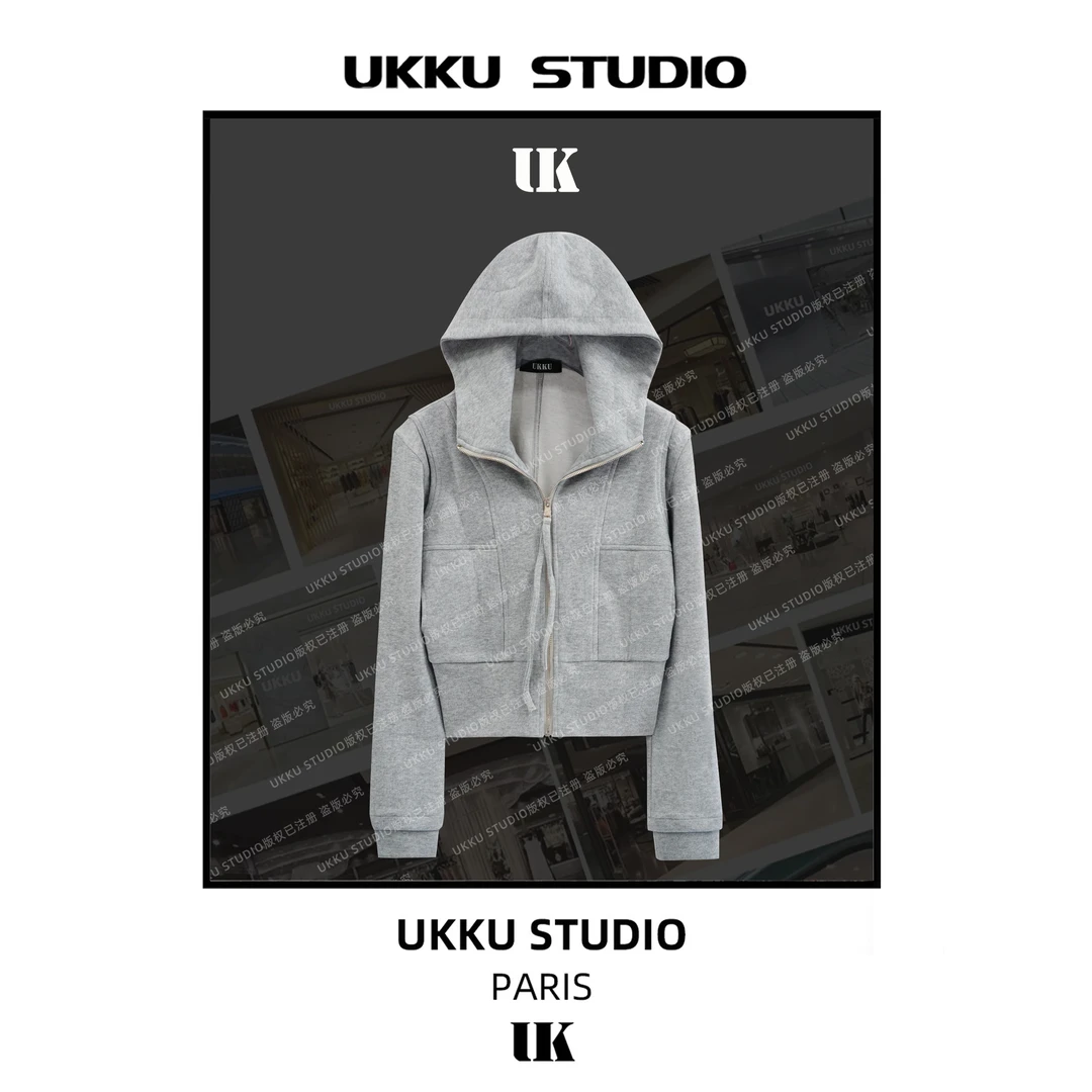 德绒【UKKUSTUDIO】 慧慧 洋气高级修身百搭气质显白重磅连帽卫衣