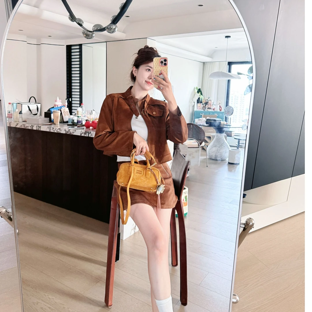 【塞纳旋律】美拉德通勤法式时尚套装短款外套+短裙933