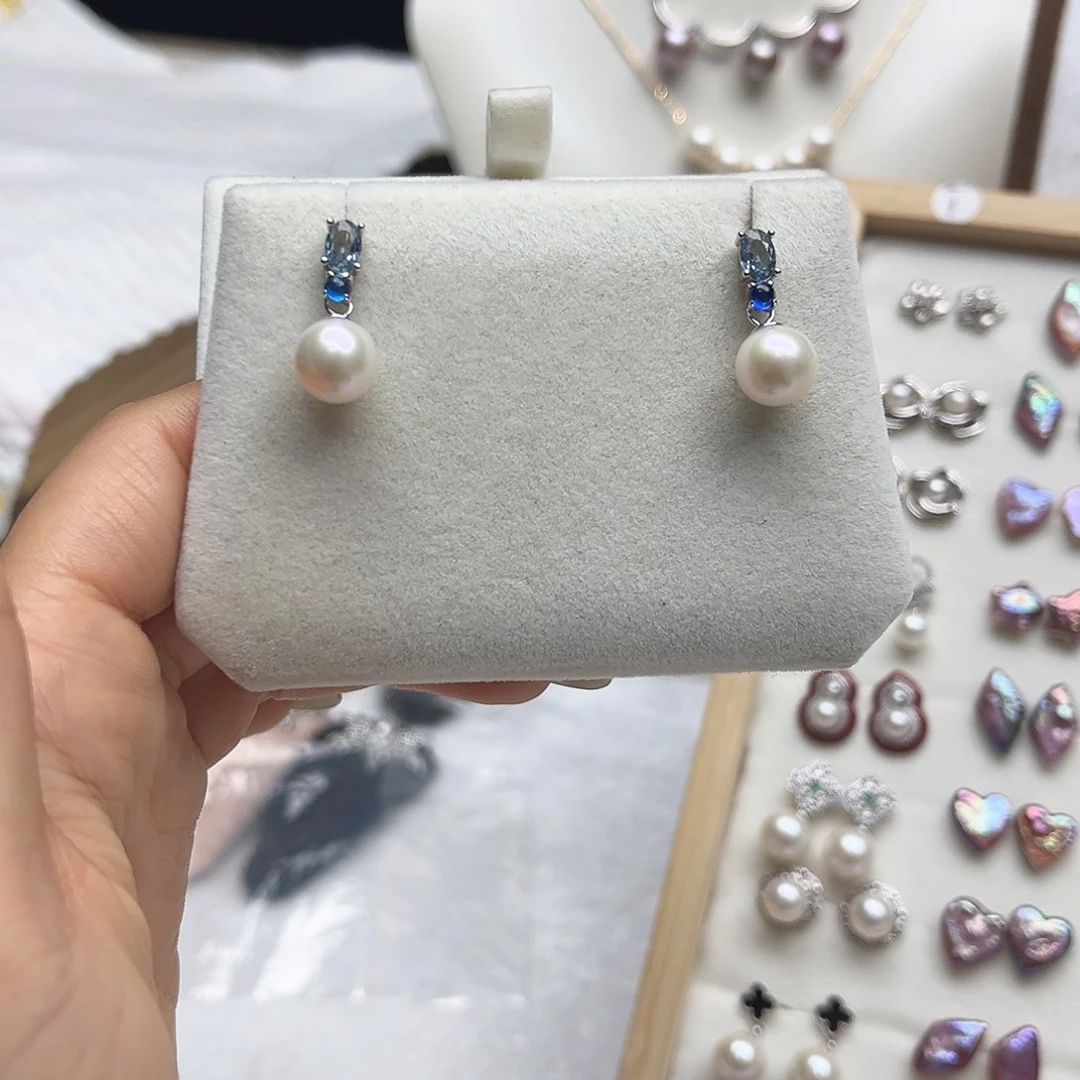 淡水珍珠耳饰银S925镶嵌