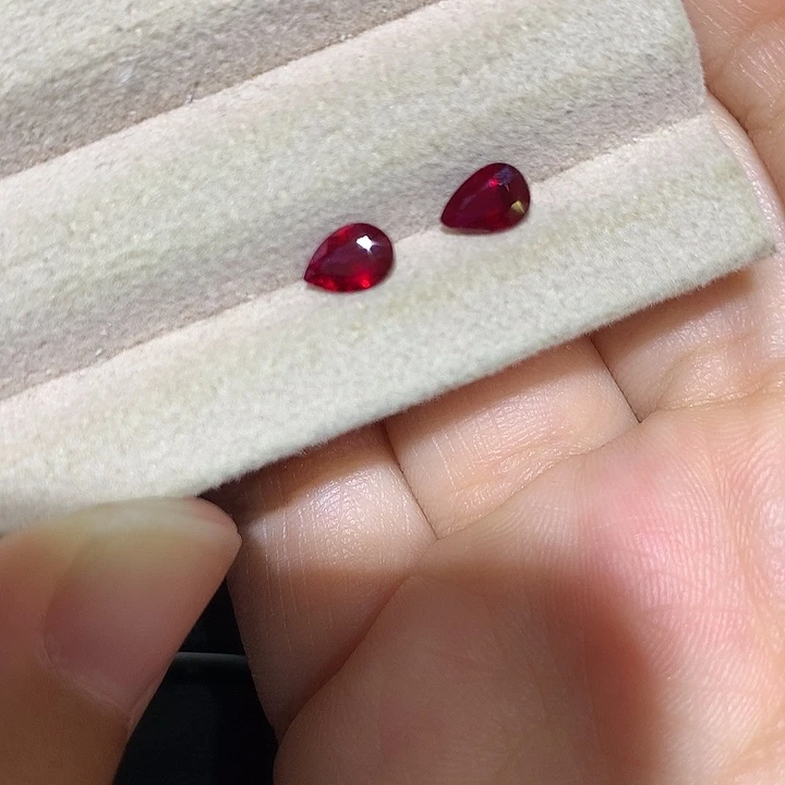 璐***璐红宝石裸石0.98ct红宝石一对