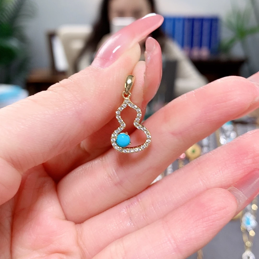 绿松石银S925镶嵌吊坠(不含链)