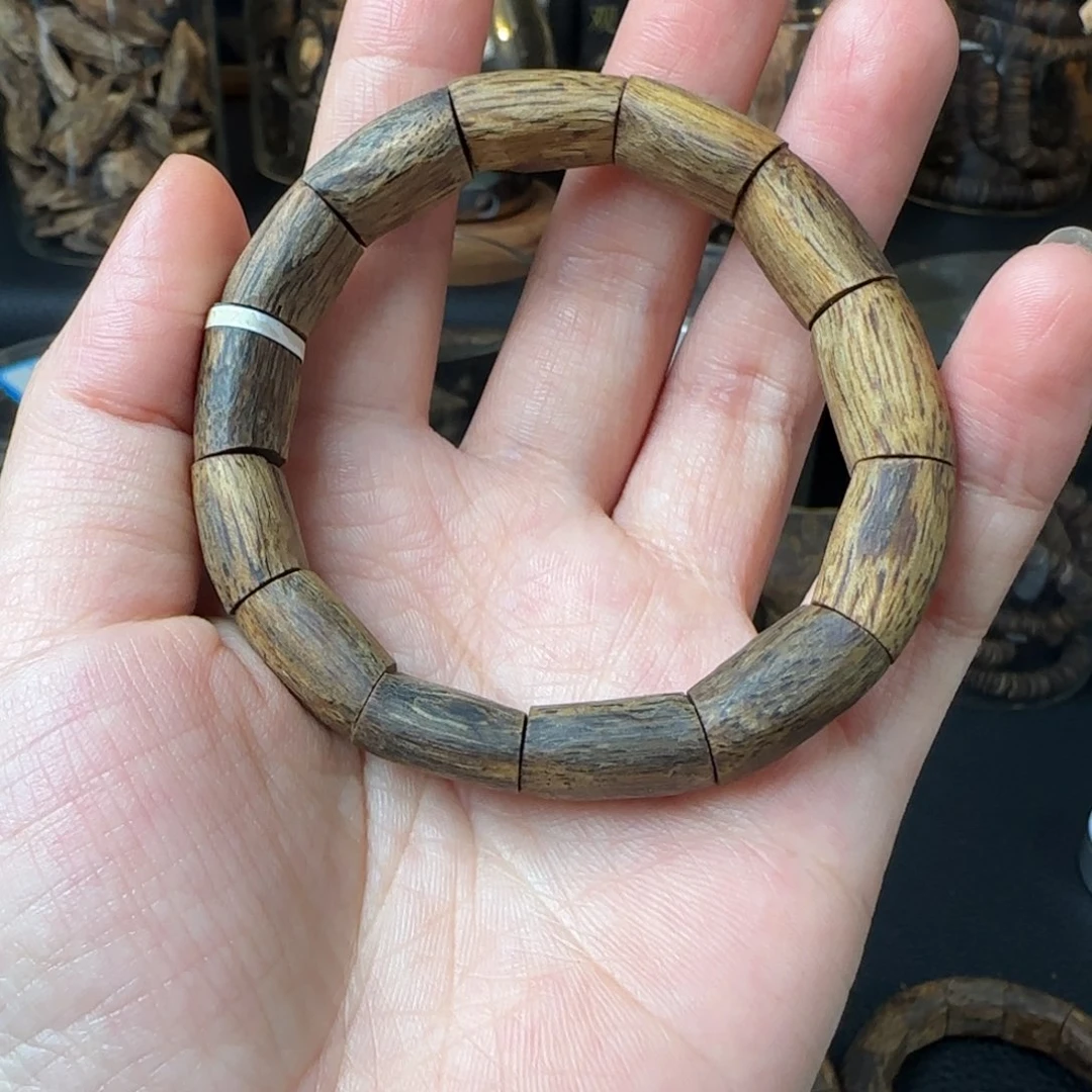 沉香沉香碎屑奇楠淳化老料手镯13mm