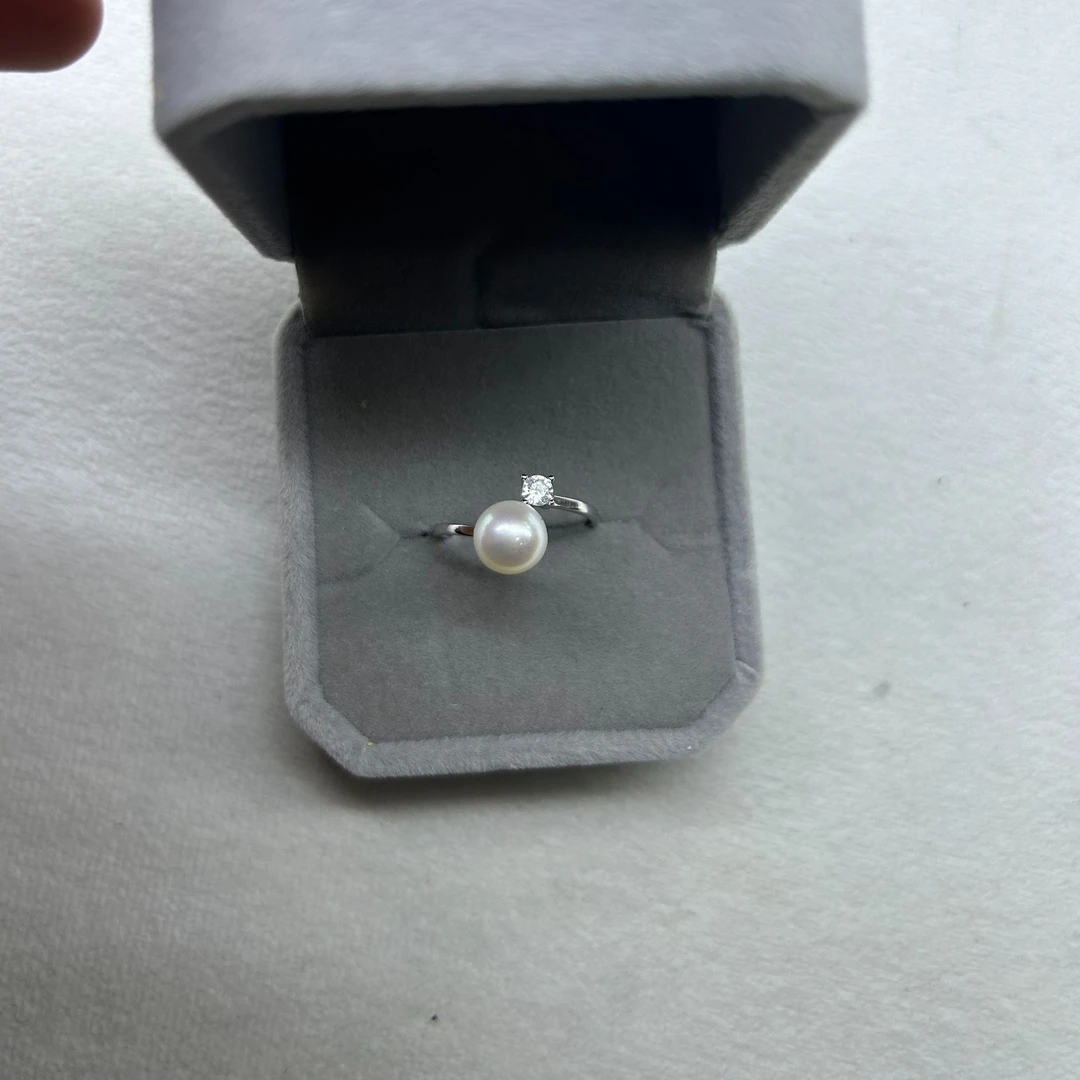 【珠珠妹专属】天然淡水珍珠戴妃款戒指经典百搭经典s925银开口戒圈