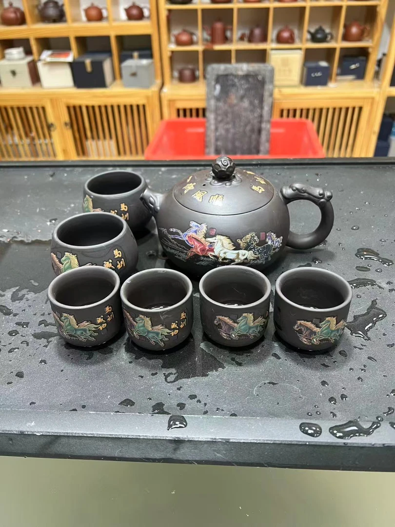 （L）紫砂西施壶变色马到成功大容量500cc（一壶2大杯4小杯）