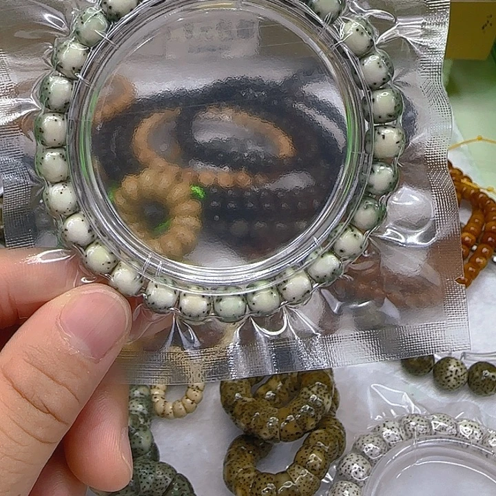 星月菩提手串92殿堂半壁留白星月87单圈绿背河豚