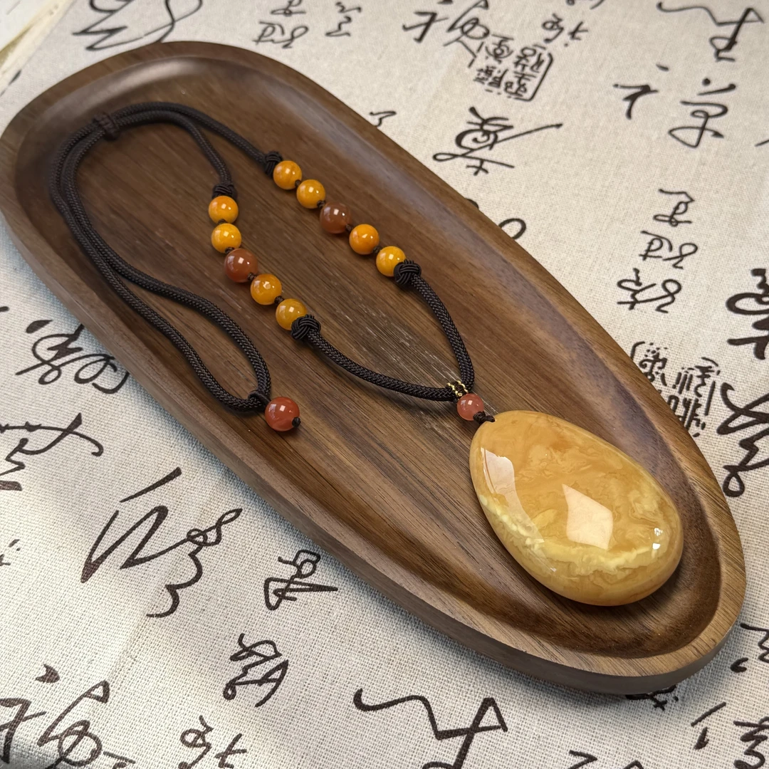 【Y】12号蜜蜡花蜡水滴吊坠