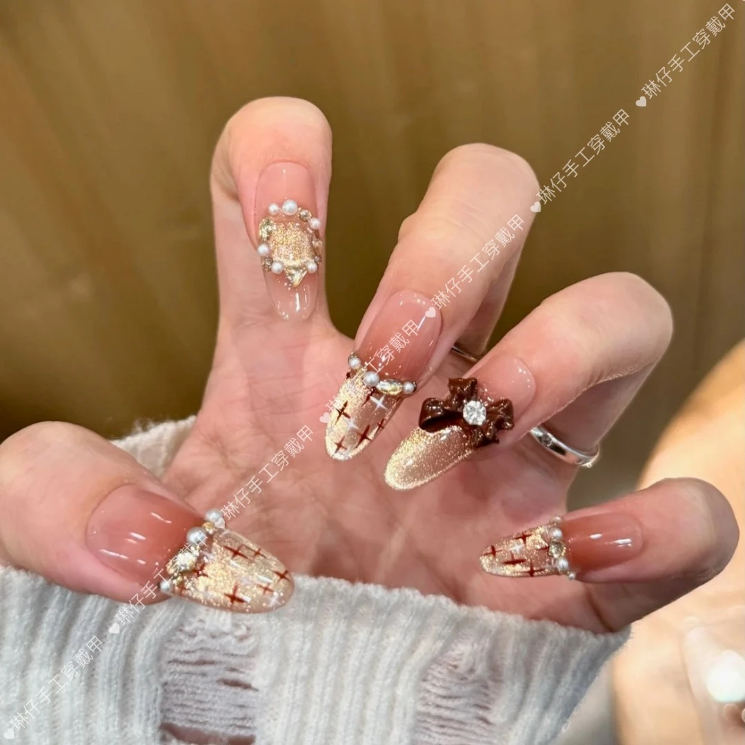 【可可小香】秋季温柔款设计手工穿戴甲温柔纯手工气质纯欲ins风