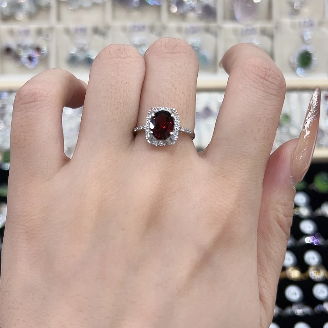 红宝石银S925镶嵌戒指