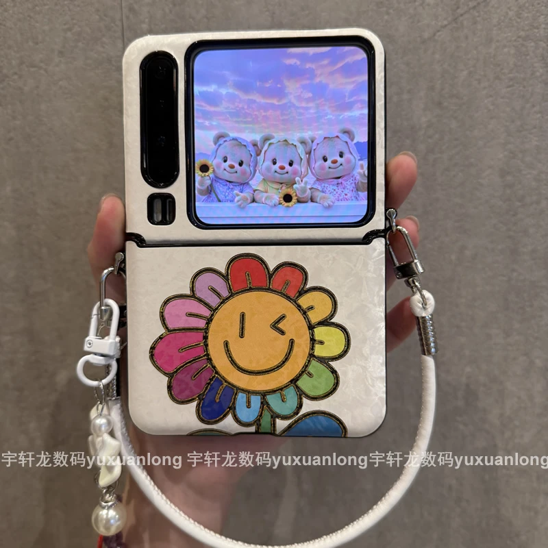 笑脸花朵适用华为PuraX手机壳折叠屏中轴全包pocket2小米mixflip2