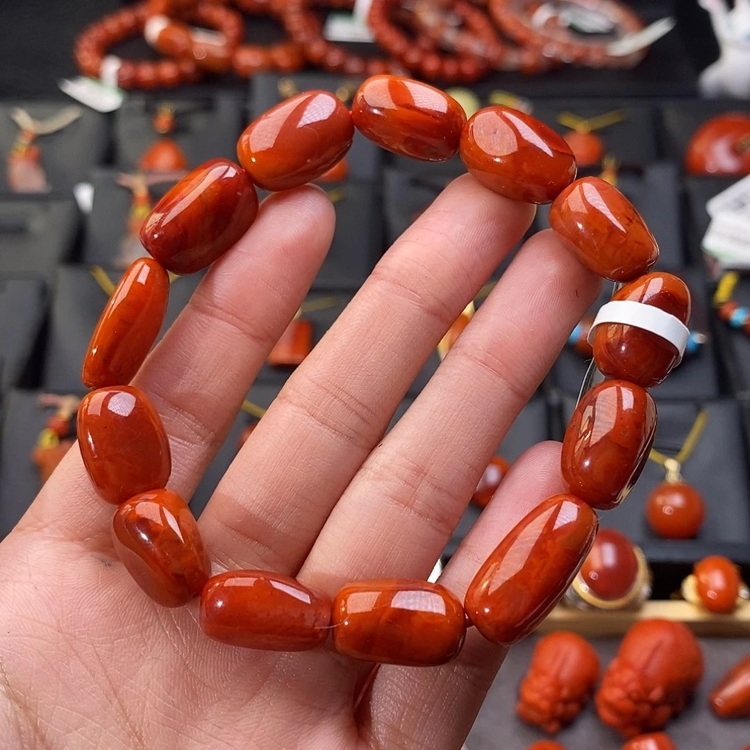南红玛瑙未镶嵌四川凉山瓦西枣珠手串11.3mm