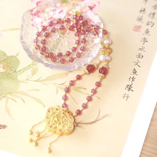 925银银制品 银镶如意流苏锁项链Sy