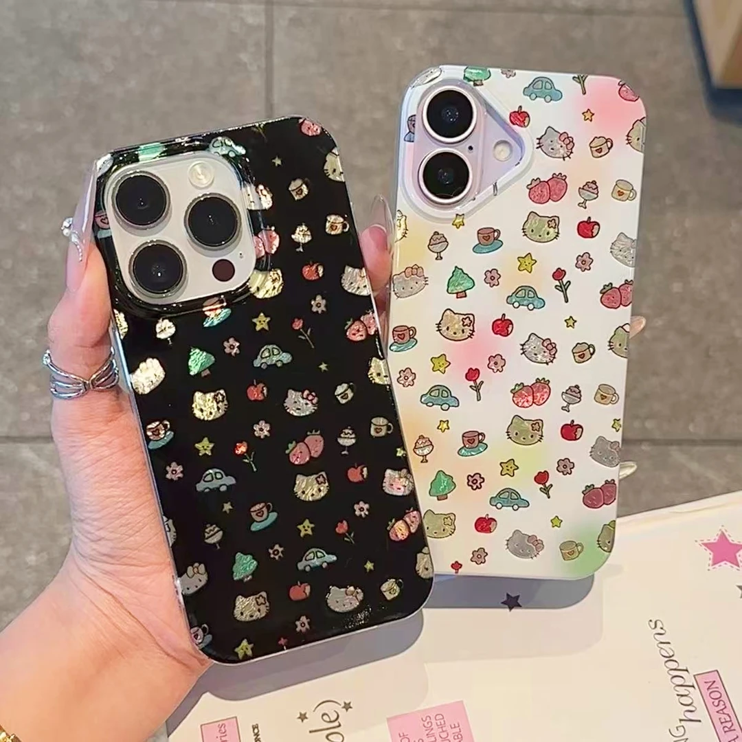 GGBond满屏花朵凯蒂适用苹果17/16冰川手机壳华为P70vivo小米oppo