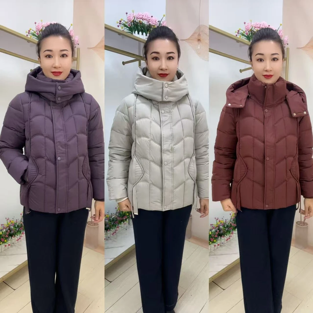 A7款休闲修身加厚冬季活帽女棉服