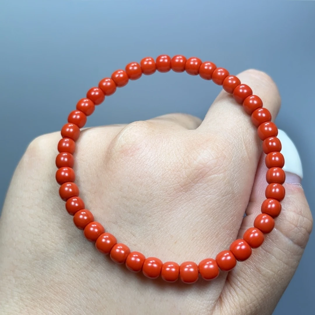 南红玛瑙柿子红老型珠单圈5mm未镶嵌