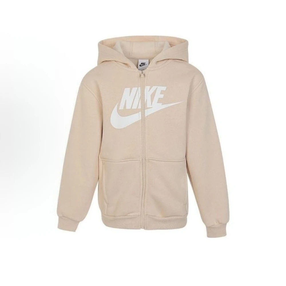正品Nike耐克字母印花休闲针织抓绒连帽外套儿童款FD2990-126