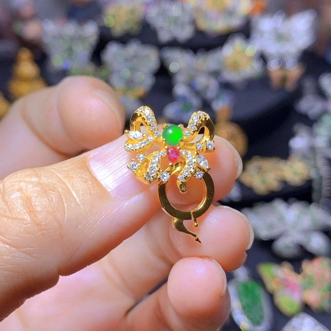 翡翠银S925镶嵌套链天然翡翠