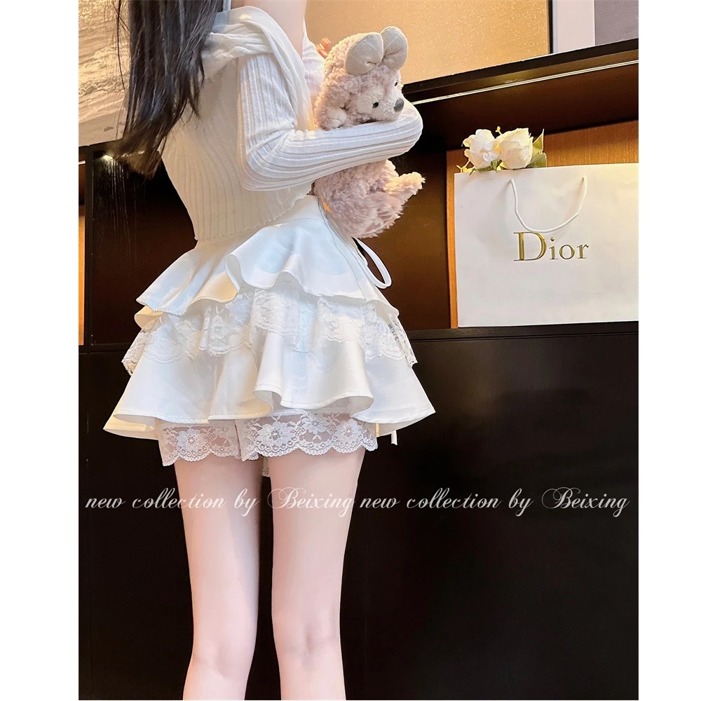 厚款荷叶边蓬蓬半身裙女蕾丝层次感花苞lisa网红时尚拍照必备衣服