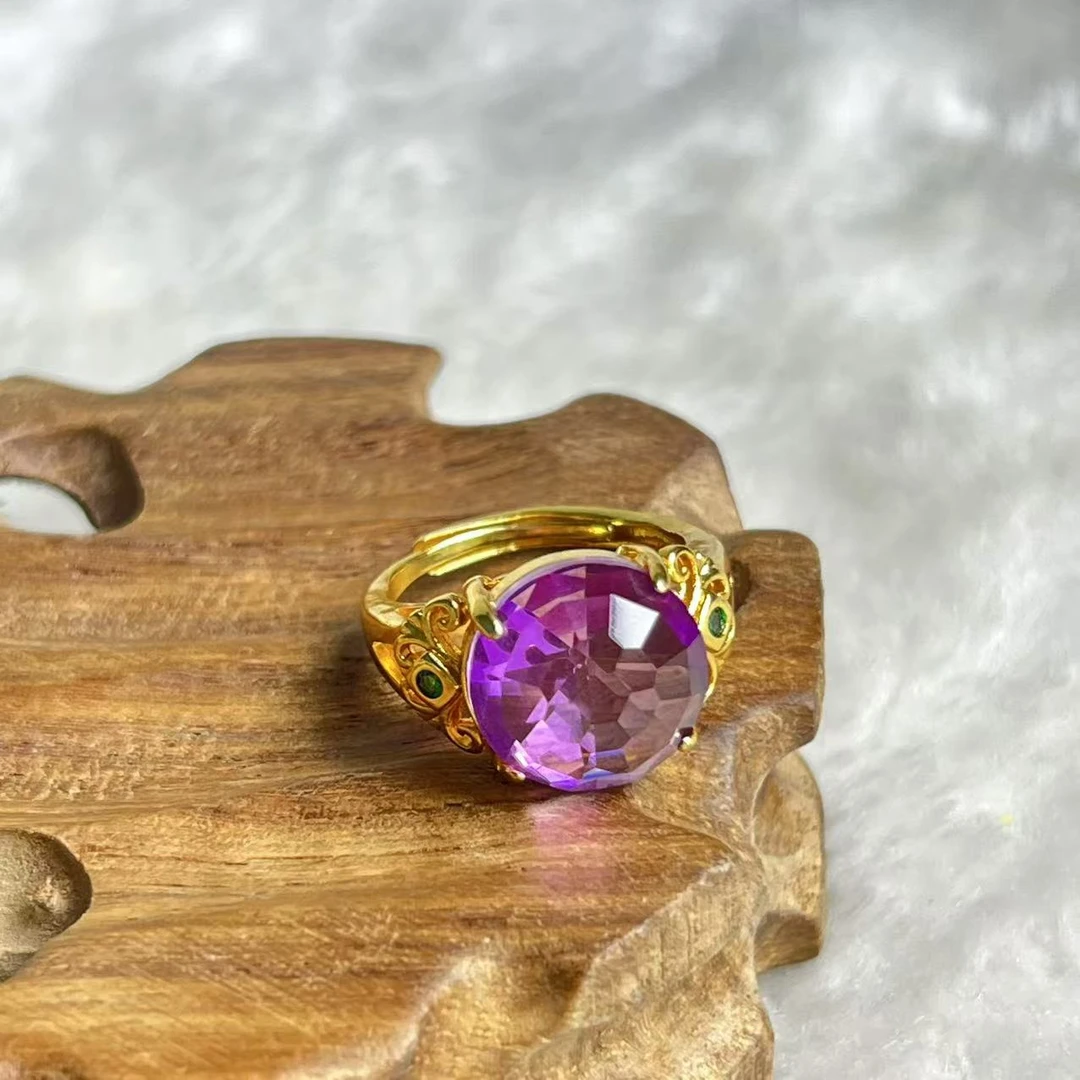 典藏品 紫圆形时尚戒指美观大气美轮美奂尽显魅力