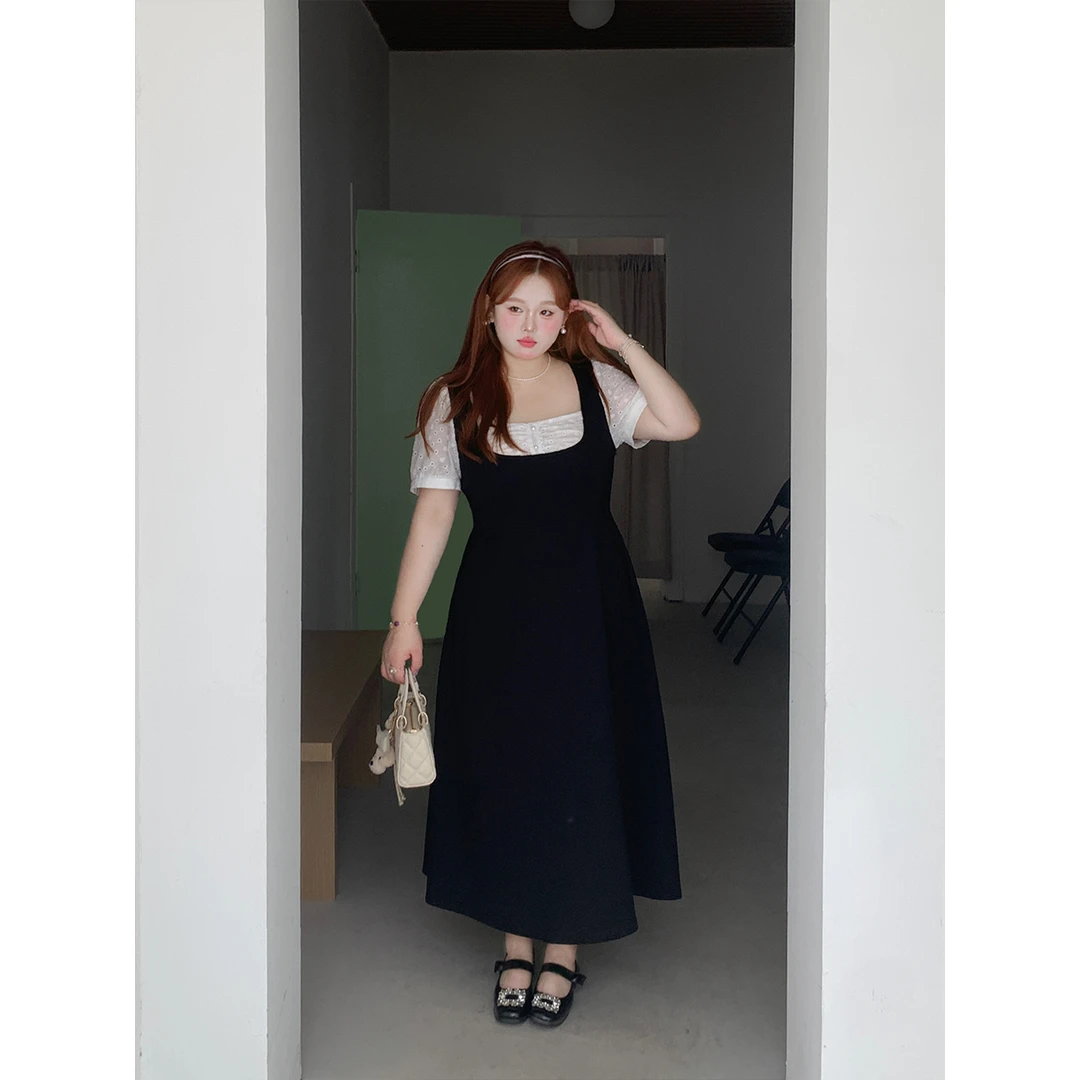 徐达布 大码显瘦气质拼接连衣裙 L35946C52