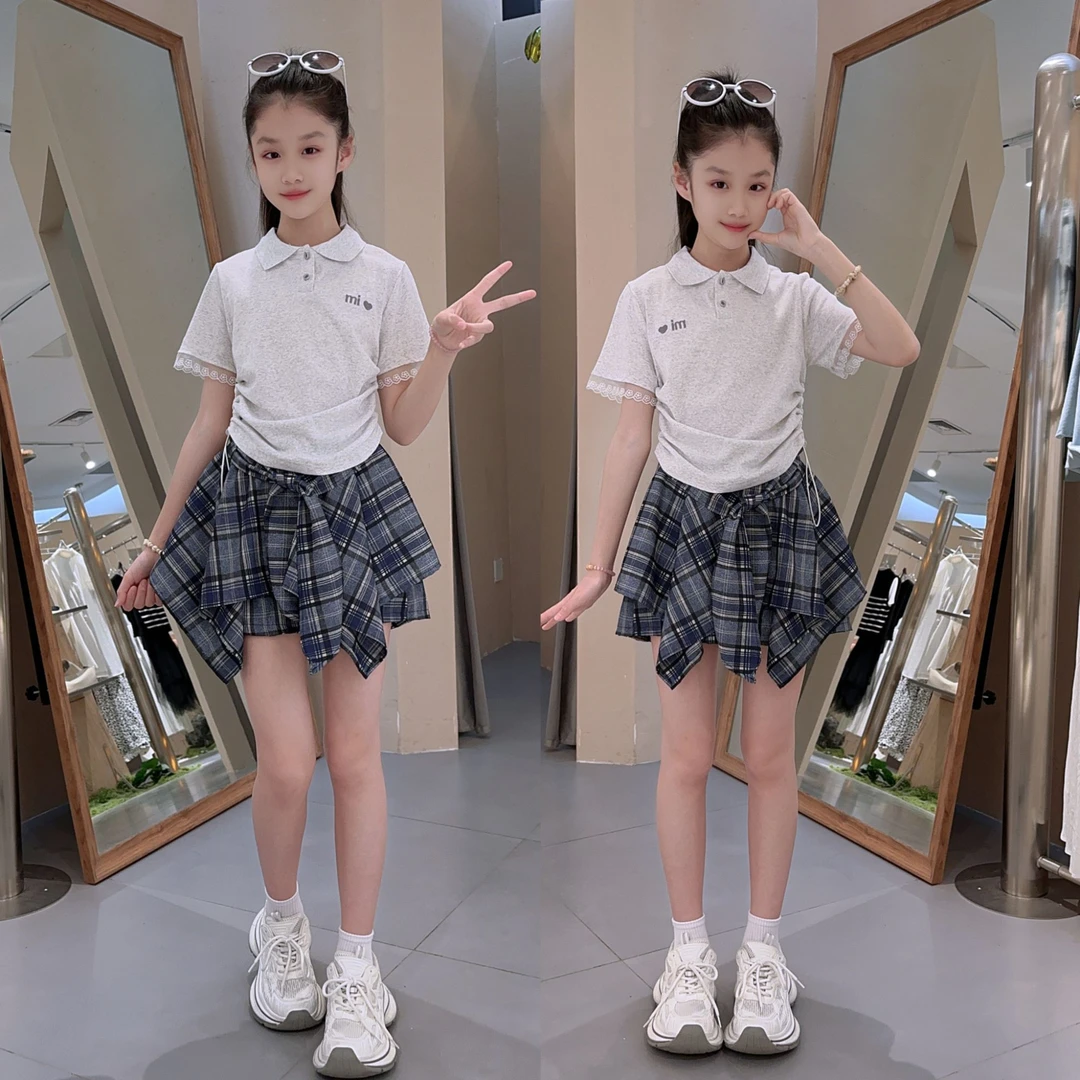 童装女童时髦裙裤套装2025新款夏季超好看女孩短袖儿童短裙舞蹈服