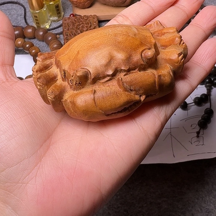 手串/手链檀香木老山檀香雕刻大螃蟹摆件