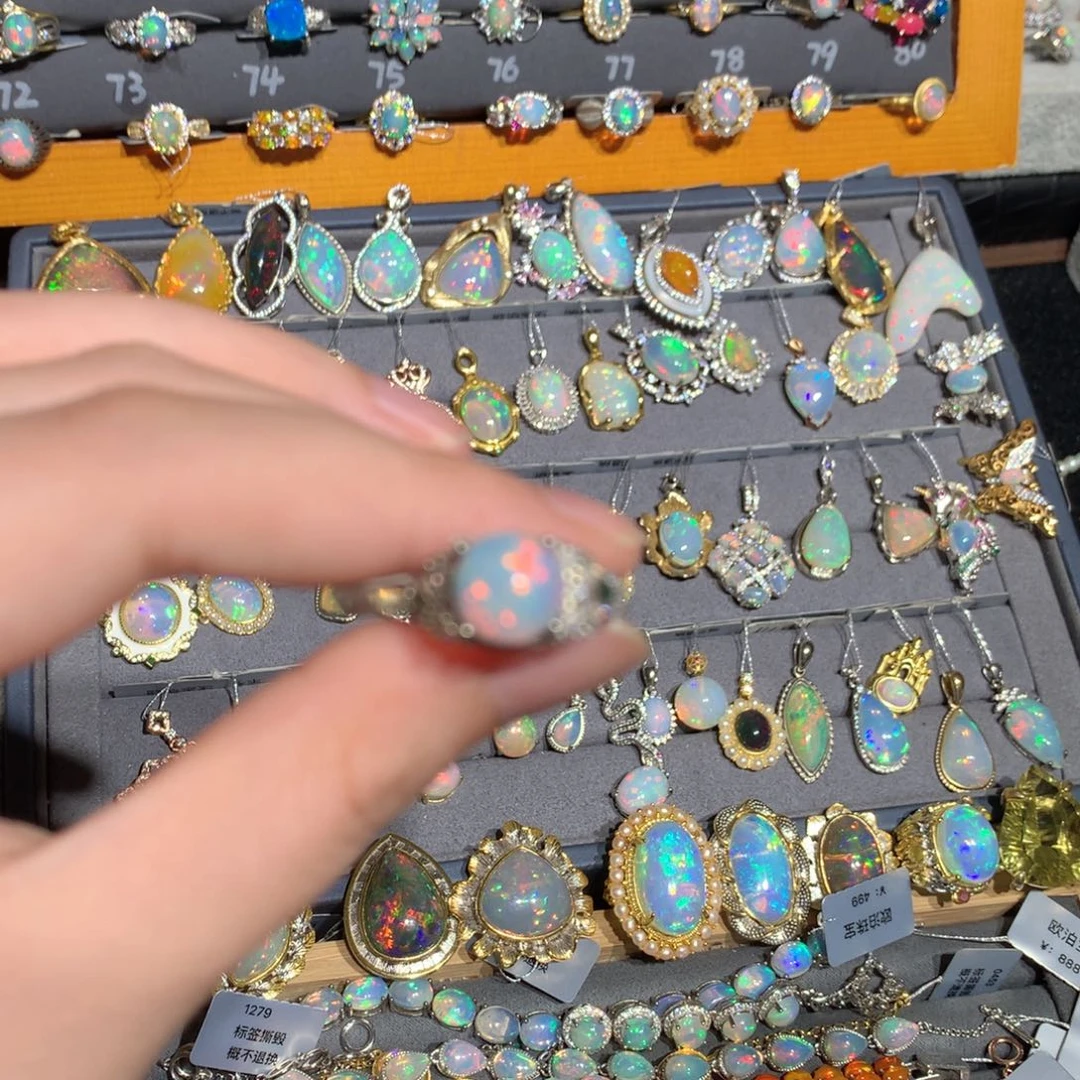 银S925镶嵌欧泊福利戒指