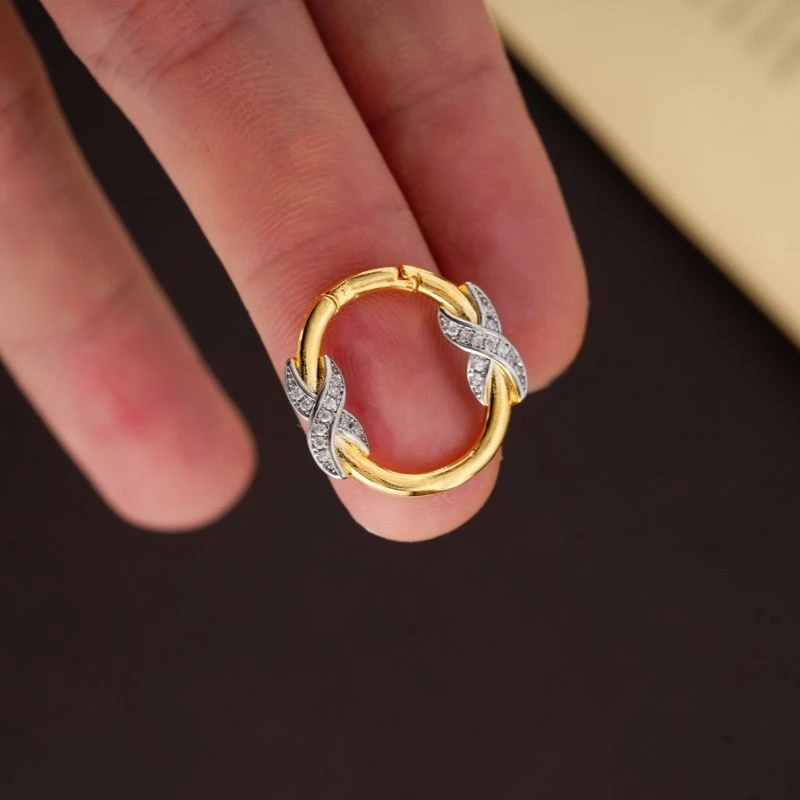 镀18k莫比乌斯环吊坠扣头双色交叉万能扣头可拆卸吊坠diy扣头配件